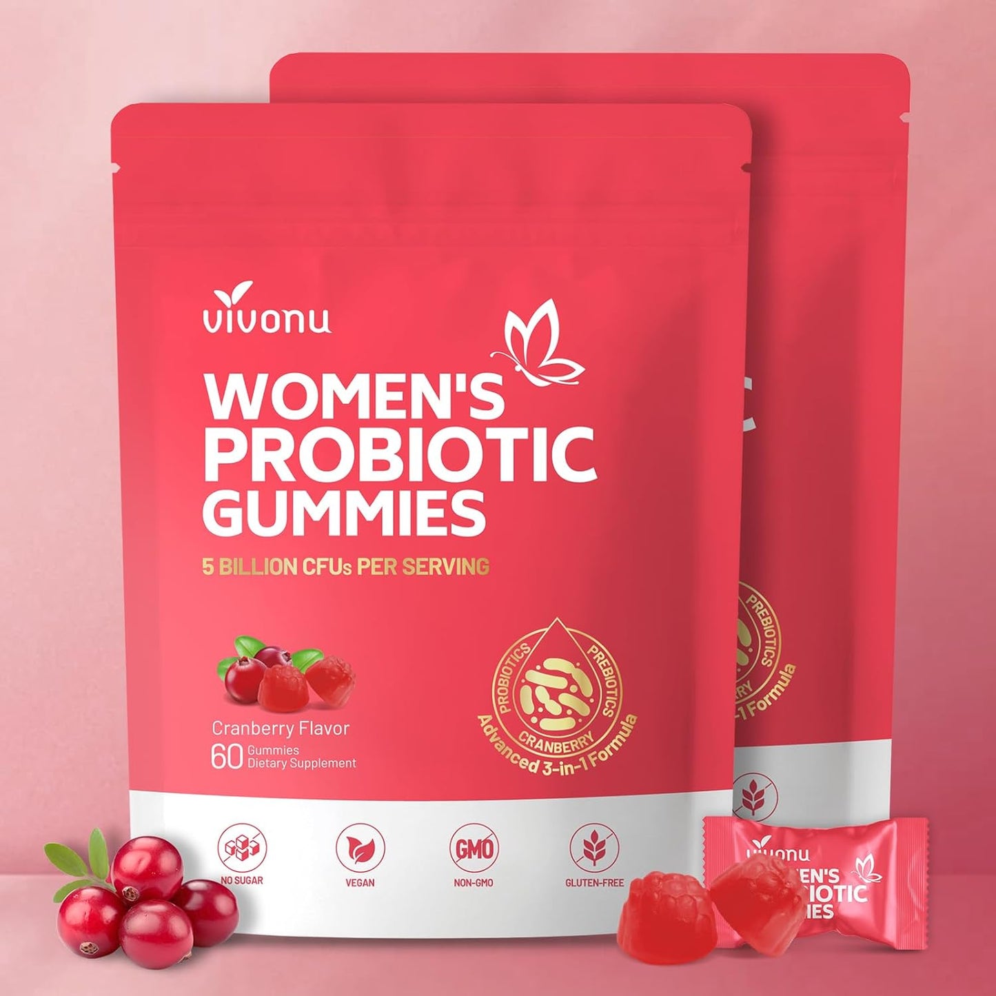 Cranberry Supplement – Concentrated Whole-Fruit Cranberry for Urinary Tract & Bladder Health | Sugar-Free, Antioxidant-Rich Daily Support for Women