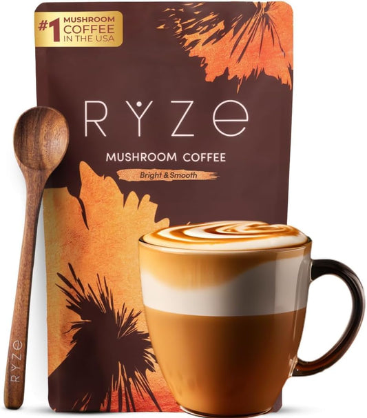 Mushroom Coffee with Lion's Mane & 6 Adaptogens – USDA Organic Instant Coffee for Focus, Smooth Energy, Digestion & Immune Support | Less Acidic, Jitter-Free
