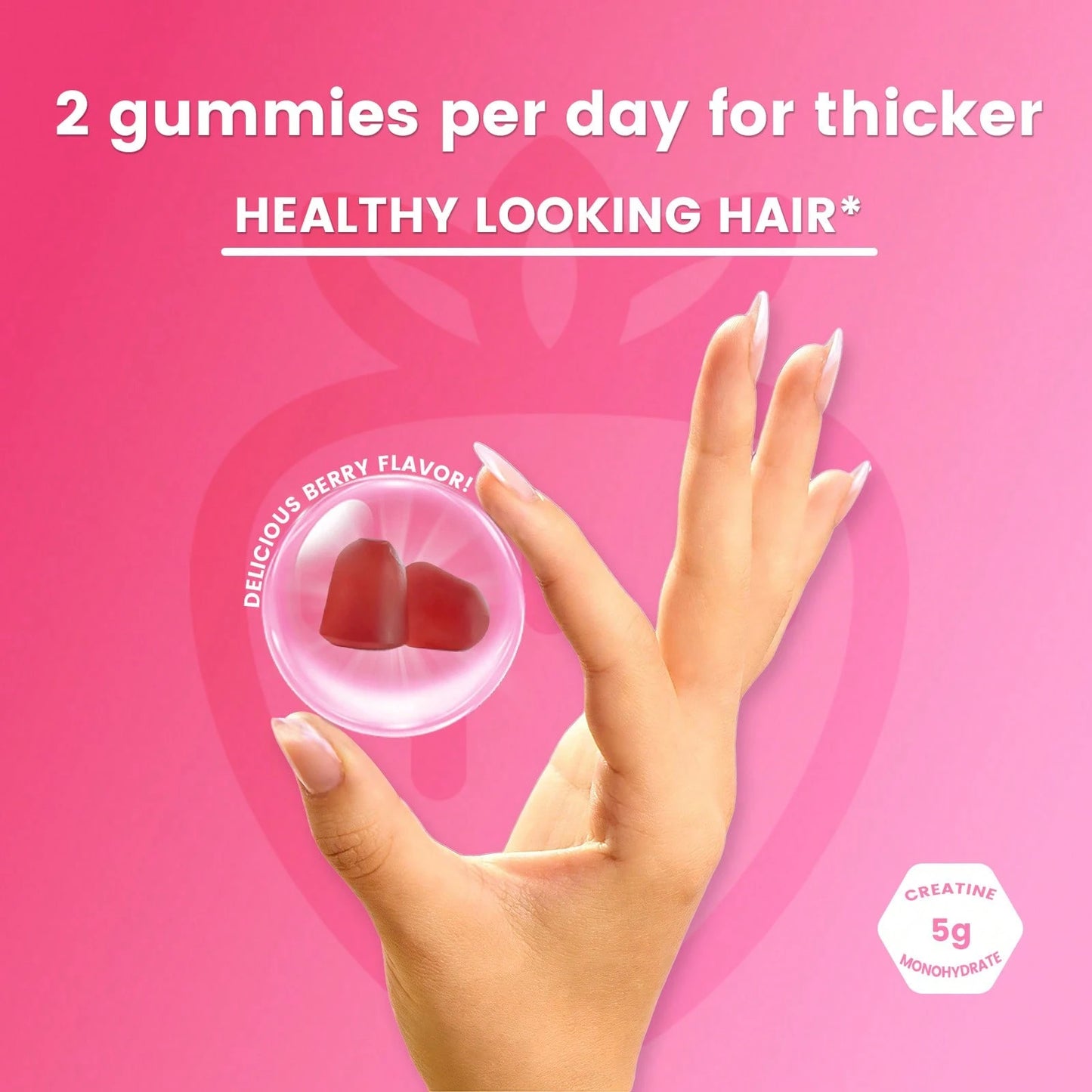 Hair, Skin & Nails Gummies with High-Potency Biotin – Supports Faster Hair Growth, Stronger Nails & Glowing Skin | Vegan, Gelatin-Free | For Women & Men