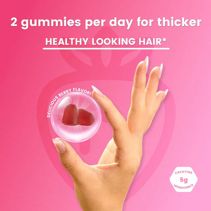 Hair, Skin & Nails Gummies with High-Potency Biotin – Supports Faster Hair Growth, Stronger Nails & Glowing Skin | Vegan, Gelatin-Free | For Women & Men