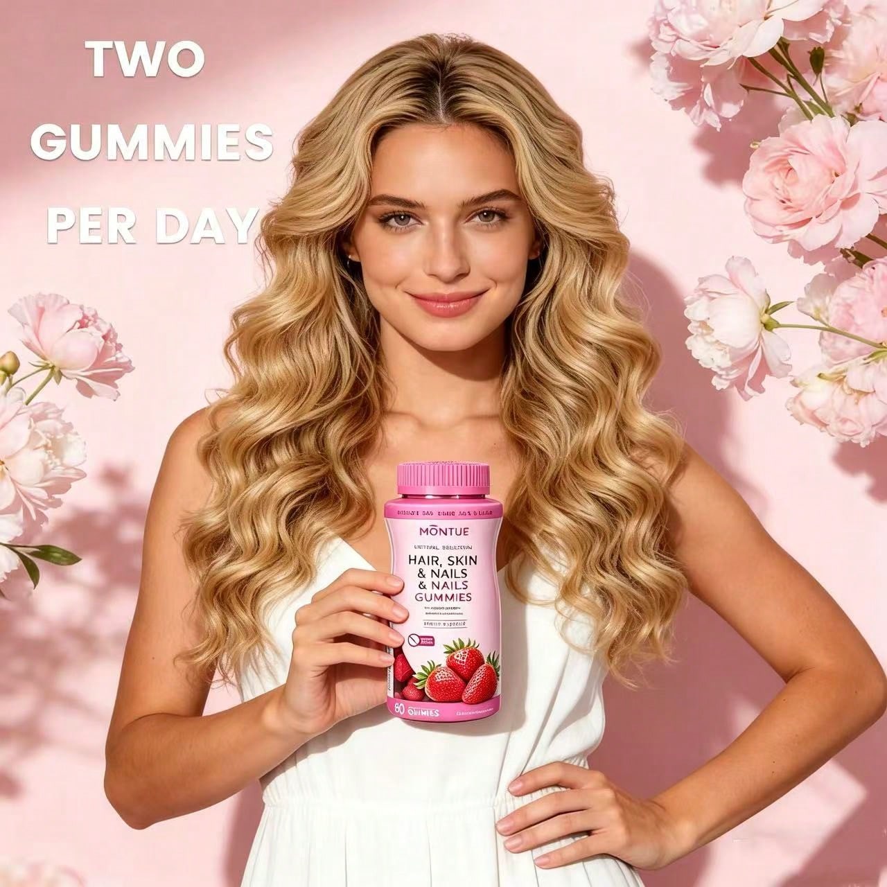 Hair, Skin & Nails Gummies with High-Potency Biotin – Supports Faster Hair Growth, Stronger Nails & Glowing Skin | Vegan, Gelatin-Free | For Women & Men