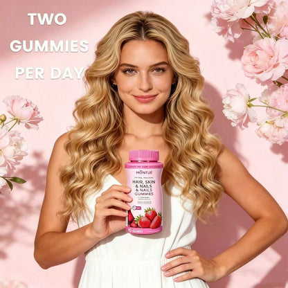 Hair, Skin & Nails Gummies with High-Potency Biotin – Supports Faster Hair Growth, Stronger Nails & Glowing Skin | Vegan, Gelatin-Free | For Women & Men