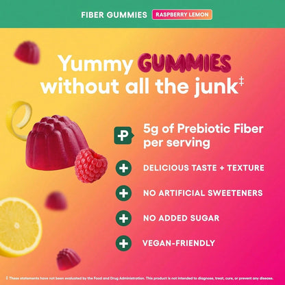 Daily Fiber Gummies – Prebiotic Fiber Supplement for Digestion, Regularity & Gut Health | Delicious, No Powders or Pills | For Men & Women