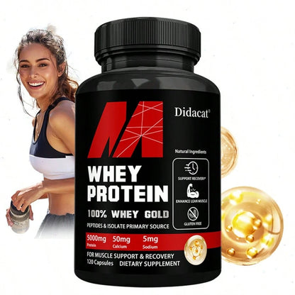 Whey Protein Capsules - With Protein, Calcium, Potassium, Sodium, Iron - Support Energy Levels Health - 120 Capsules