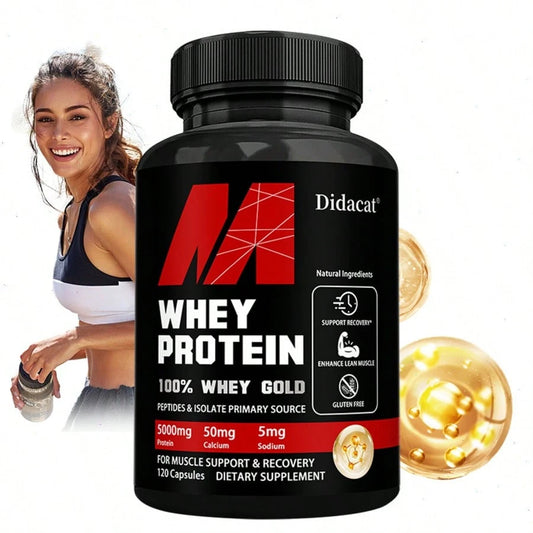Whey Protein Capsules - With Protein, Calcium, Potassium, Sodium, Iron - Support Energy Levels Health - 120 Capsules