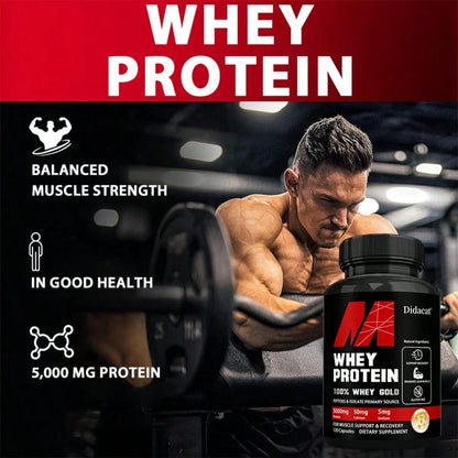 Whey Protein Capsules - With Protein, Calcium, Potassium, Sodium, Iron - Support Energy Levels Health - 120 Capsules