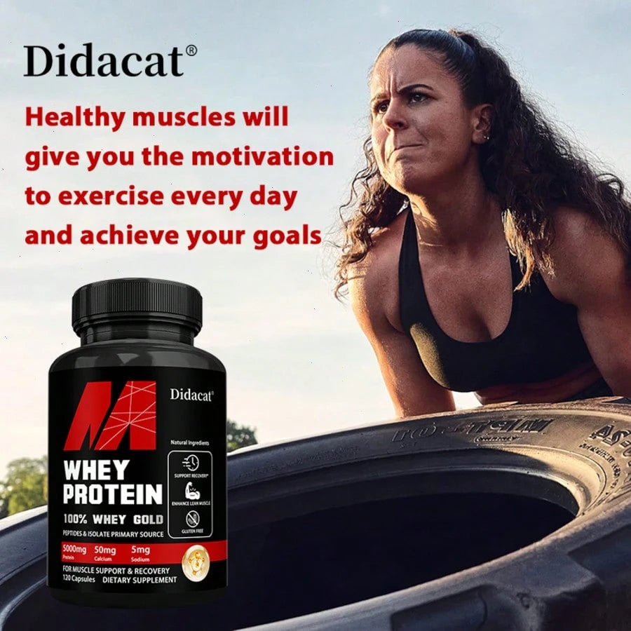 Whey Protein Capsules - With Protein, Calcium, Potassium, Sodium, Iron - Support Energy Levels Health - 120 Capsules