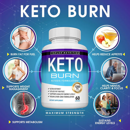Premium Keto Fat Burner Pills – 1200mg Advanced Ketosis Weight Loss Supplement for Men & Women – 60 Capsules
