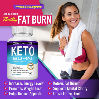 Premium Keto Fat Burner Pills – 1200mg Advanced Ketosis Weight Loss Supplement for Men & Women – 60 Capsules
