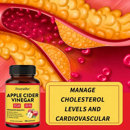 Apple Cider Vinegar Capsules – 1877mg ACV with 750mg Acetic Acid – Weight Management, Detox & Immune Support – 120 Easy-to-Swallow Capsules