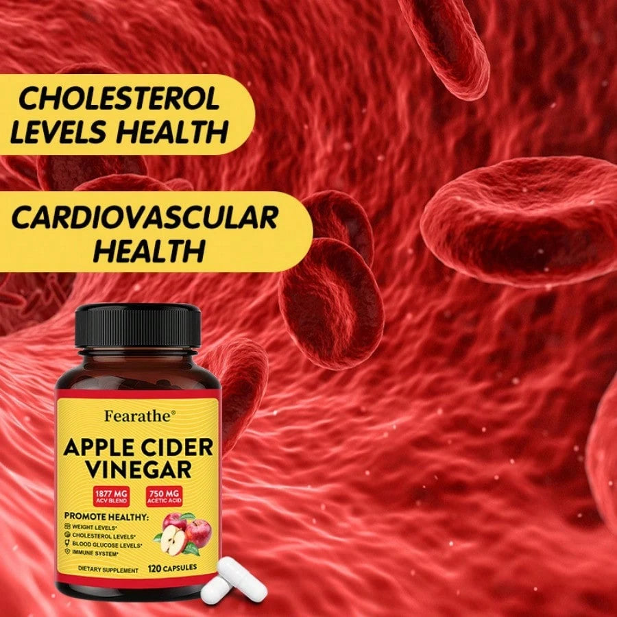 Apple Cider Vinegar Capsules – 1877mg ACV with 750mg Acetic Acid – Weight Management, Detox & Immune Support – 120 Easy-to-Swallow Capsules