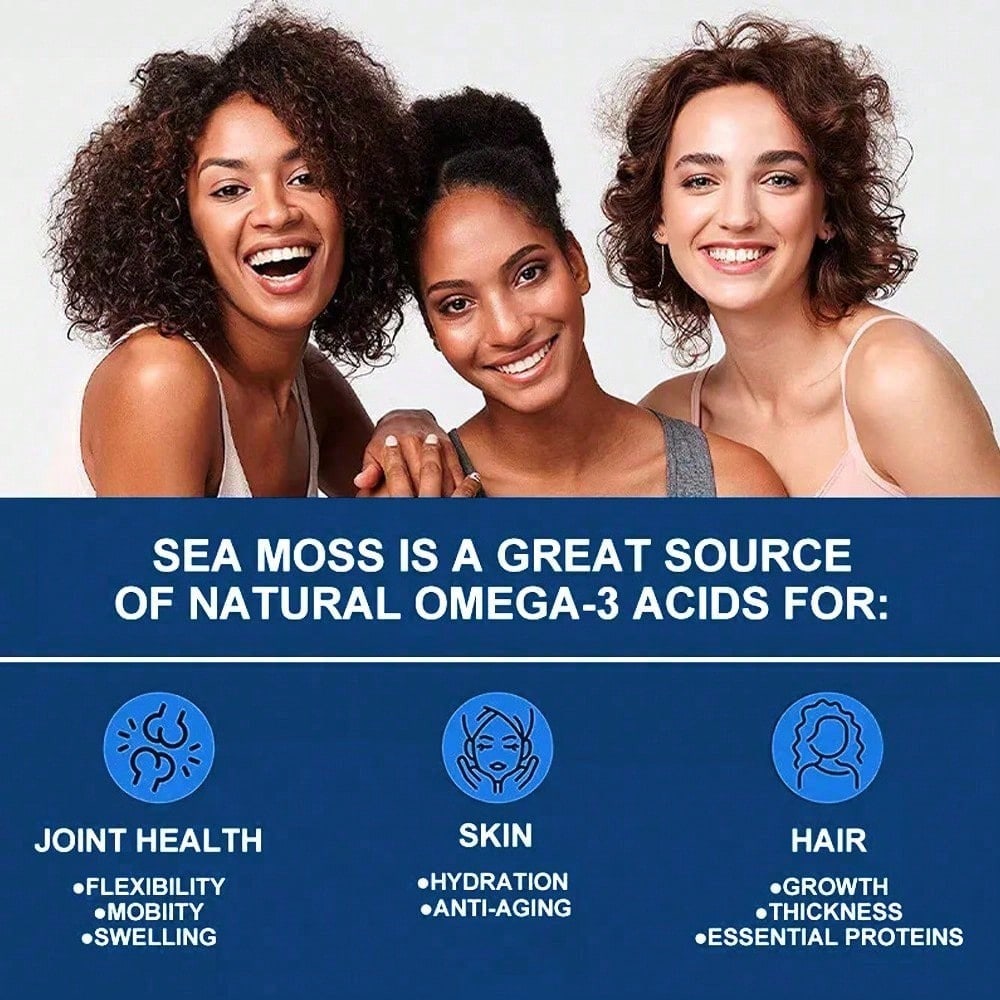 Irish Sea Moss Capsules with Fucus & Burdock – 120 Count – Thyroid Support, Joint Health & Hair, Skin & Nails Supplement