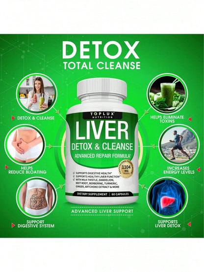 Liver Cleanse & Detox Capsules – Milk Thistle, Artichoke & Dandelion Root 25+ Herb Blend | InnerVital