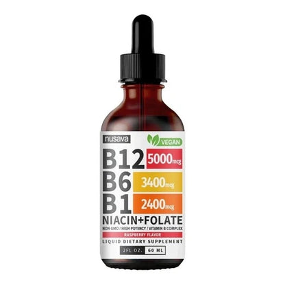 Vitamin B12 Energy Liquid Drops - Raspberry Flavor, 4 fl oz