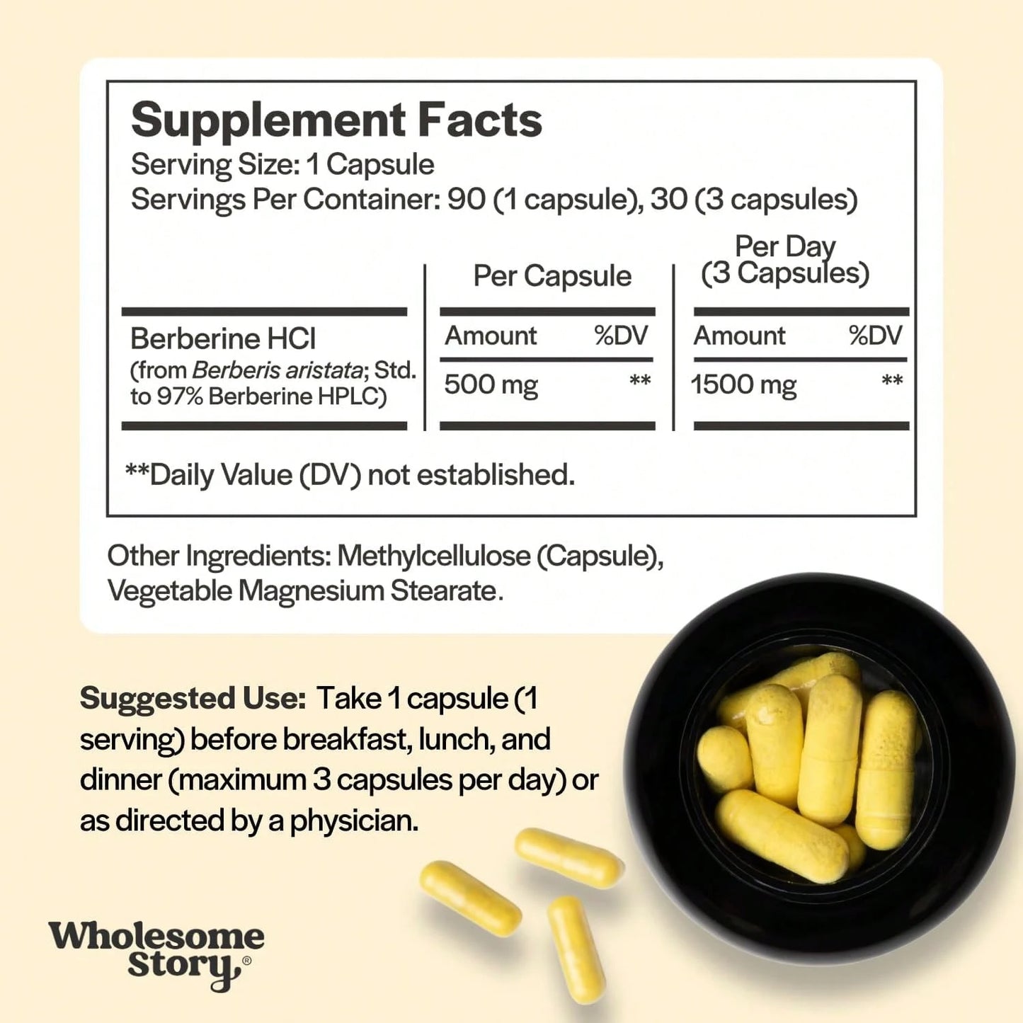 Berberine HCL 1500mg Capsules – Blood Sugar, Metabolism & Cardiovascular Support | Nature's GLP-1 Alternative | Non-GMO | 60 Capsules