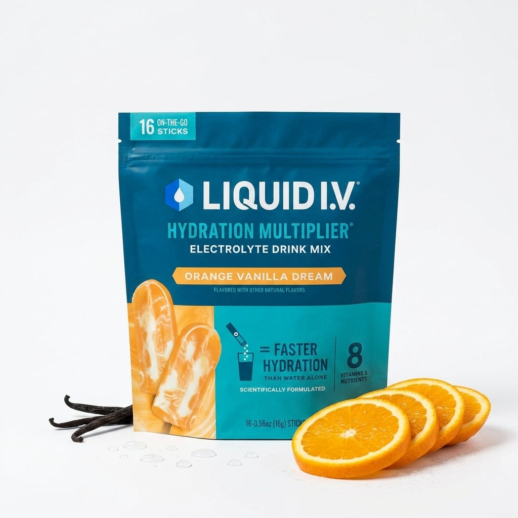Liquid I.V. Hydration Multiplier – Orange Vanilla Dream Electrolyte Powder Drink Mix | 3x Electrolytes, Vitamin C & B Vitamins | Non-GMO, Gluten-Free | 16 Single-Serve Stick Packs