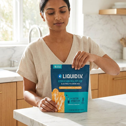 Liquid I.V. Hydration Multiplier – Orange Vanilla Dream Electrolyte Powder Drink Mix | 3x Electrolytes, Vitamin C & B Vitamins | Non-GMO, Gluten-Free | 16 Single-Serve Stick Packs